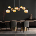Pendelleuchte Hängelampe Hängeleuchte 9-flammig Glaskugeln amber LED L 86,6cm