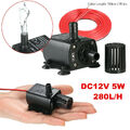 DC12V 5W Brushless Tauchpumpe Wasserpumpe 280L/H für Aquarium Teich Fischtank DE