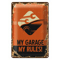 Blechschild Retro 20x30cm Auto my garage my rules