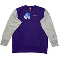 Champion Pullover Herren M Crewneck Oversize Sweatshirt violett lila grau Retro