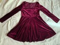 Samtkleid Langarm Stretch Aubergine Gr. L oder Gr. 40-42