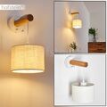 Vintage Flur Strahler Holz/Stoff weiß Wand Lampen Wohn Schlaf Zimmer Beleuchtung