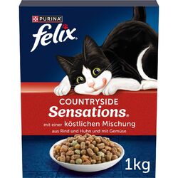 FELIX Countryside Sensations Katzenfutter trocken mit Rind und Huhn 1er Pack ...