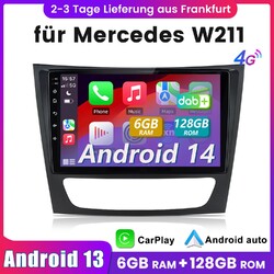 9" Carplay Android 14 Autoradio Für Mercedes Benz CLS E-Class W211 W219 6G+128GB