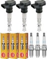 3x MAXGEAR Zündspule+NGK Zündkerze für VW Polo AW1 BZ1 1.0 TSI 6R 6C Golf