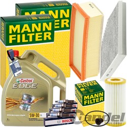 MANN INSPEKTIONSPAKET+5L CASTROL 5W-30 MOTORÖL passend für AUDI A4 A5 Q5 TFSI