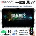 DAB+ 9" Android 14 Autoradio Carplay GPS Für VW Golf 5 6 Polo Touran Tiguan Navi