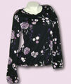 9 monate Umstandsshirt   Shirt  Gr 36 38  S  Langarm  schwarz  lila  Blumen  Neu