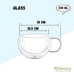 Wilmax | Thermogläser mit Henkel | 2er-Set | Doppelwandige Kaffeegläser