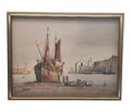 Mike Jeffries Original Öl auf Leinwand Gemälde - Hafenboot Szene - 45 cm B1939