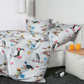 Janine Mako Satin Bettwäsche modern art S 42132-09 multicolor-silber Pinguin