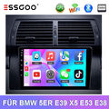Carplay BT Autoradio Android 12 GPS RDS NAVI WIFI SWC Für BMW 5er E39 X5 E53 E38