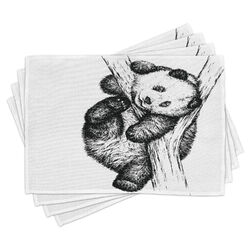 Tier Platzmatten Kleiner Panda-Bär Platzmatten 4er Set Waschbar