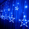 Lichtervorhang Lichterkette 12 LED Sterne Blau Deko Girlande Weihnachtsdeko