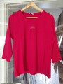 Pullover Damen Gr. 42 Rot mit kleinen Strass-Steinchen  3/4 Ärmel