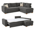 Dauerschlaf-Ecksofa Boxspring Federkerncouch Topper Stauraum Cord Grau Anthrazit