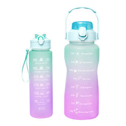 1/2L Wasserflasche Motivationsflasche mit Zeitmarkierungen BPA frei Sport Gym