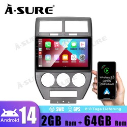 10" 2+64G Android 14 Autoradio Apple Carplay GPS Navi Für Jeep Compass 2007-2010