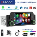 1 DIN 5" Autoradio Wireless Apple Carplay Android Auto MIK KAM USB Typ-C BT FM