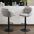 Verstellbare graue Leinen Barhocker 2er Set drehbare Küchentheke
