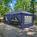 3x6m Klappzelt Festzelt Faltpavillon Partyzelt Pavillon mit 6 Seitenteiles Blau