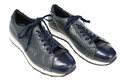 Trussardi Schuhe Herren 42 Blau Leder Niedrig Top Schnürer mit Plattform Sneaker