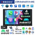 DAB+ 2 DIN 4+64G Apple CarPlay Android 15 Autoradio RDS WIFI MIC BT FM GPS Navi