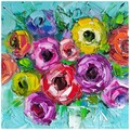 Selbstgemaltes Ölbild 40x40 cm Boho Blumen Bunte Impasto Blumenstrauß 