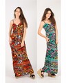 Maxikleid Damen Multi Leopardenmuster Urlaub Strandkleidung