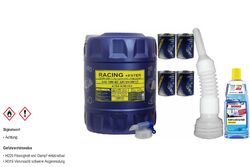 20L MANNOL Racing+Ester 10W-60 API SN/SM/CF Motoröl inkl. Auslaufhahn Schlauch 