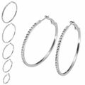 1 Paar Ohrringe mit Strass Steinen Zirkonia silber silberfarben Creolen Hoops