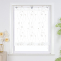 Raffrollo Transparent Raffgardine mit Ösen Küche Fenstergardine ohne Bohren Weiß