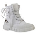 Damen Sneaker High Schnürer Prints Profil-Sohle Freizeit Schuhe 841579 Mode