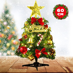 Mini Weihnachtsbaum 60cm mit LED Beleuchtung klein Künstlicher Tannenbaum Garten