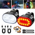 LED Fahrradlicht Fahrradbeleuchtung Set Scheinwerfer Vorne Hinten Lampe Set USB