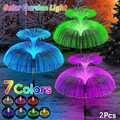 2X LED Solarleuchten Garten Dekor RGB Außen Solarlampe Quallen Flamme Licht DE