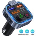 Auto Ladegerät Bluetooth 5.0 Wireless FM Transmitter MP3 Player Dual USB Adapter