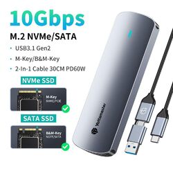 M.2 NGFF NVMe SATA USB C 3.2 GEN 2 Adapter Externes SSD Gehäuse Case 5/10Gbps