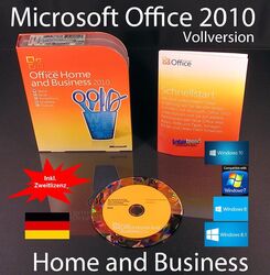 Microsoft Office Home and Business 2010 Vollversion Box + DVD + Zweitnutzung