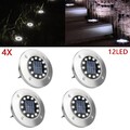 4X12LED Solarleuchte Bodenstrahler Außen Gartenleuchten Garten Solarlampen 6000K