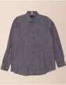 DANIEL HECHTER Herren Hemd Shaped Fit Größe 43 Large Blau Blumenmuster Baumwolle DO83