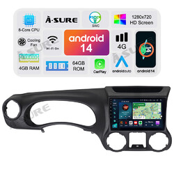 Android 14 4G+64G Autoradio CarPlay GPS Bluetooth Für Jeep Wrangler JK 2011-2014