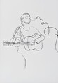 Gitarrist Abstrakt Einzeilig Zeichnung Gitarre Linienkunst Gerahmter Wandbild Formdruck