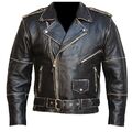Bangla Herren Leder Jacke Retro-Look Motorrad Schwarz Chopper Antik S - 6 XL