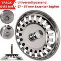 Siebkörbchen Spüle Ø 84 mm Siebkorb mit Exzenter Zapfen Abfluss Sieb Spülbecken