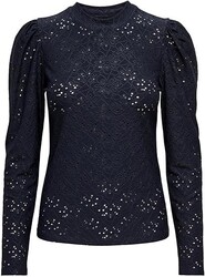 ONLY Langarm Shirt Gr XS 34 Damen dunkelblau onlsmilla L/S Puff Top festlich NEU