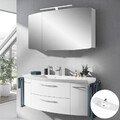Badezimmer Waschplatz Set Hochglanz weiß mit 121cm Waschtisch LED Spiegelschrank