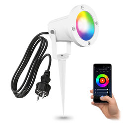 LED Gartenstrahler Erdspieß weiß mit Kabel IP65/IP44 inkl. Smart GU10 dim RGBW