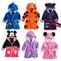 Jungen Mädchen Kinder Tier Pyjama Bademantel Kapuze Bathrobe Kimono Nachtwäsche