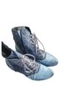 Simen Stiefeletten Damen Gr. 36 Blau Blumenmuster Schnürstiefel Stiefel